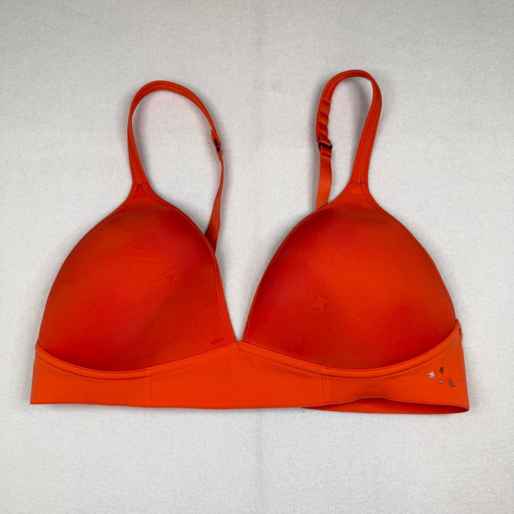 Aerie Real Me Wireless Bra Orange 38C Convertible Straps Star Detail 0256